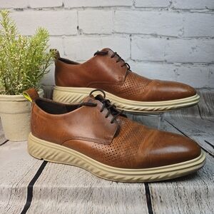 ECCO ST. 1 HYBRID LITE DERBY SHOES BROWN LEATHER LACE UP MENS 12 EUC